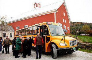 shuttle wedding guests school bus