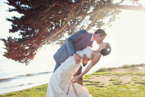 bride groom beach santa barbara dip romantic