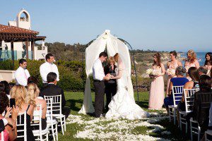 jewish ceremony wedding bacara chuppah bride groom santa barbara white cloth