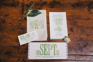 bride groom wedding invitation wording green lettering